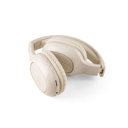 FEYNMAN promotional headphones in natural (detail view) with custom logo branding