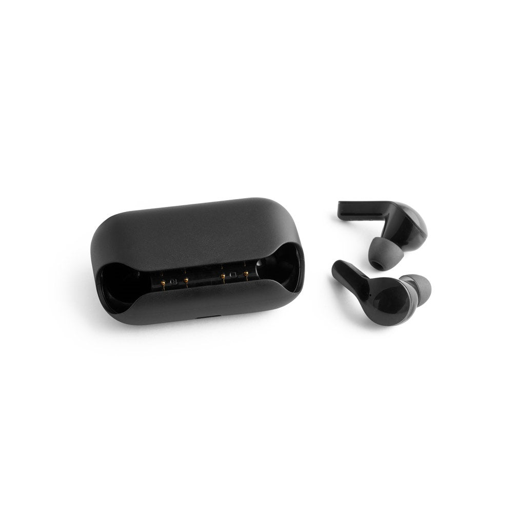 VIBE promotional headphones in black (detail view) with custom logo branding