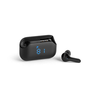 VIBE promotional headphones in black with custom logo branding
