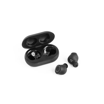 BASS promotional headphones in black (detail view) with custom logo branding