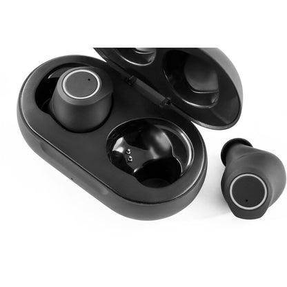 BASS promotional headphones in black (detail view) with custom logo branding