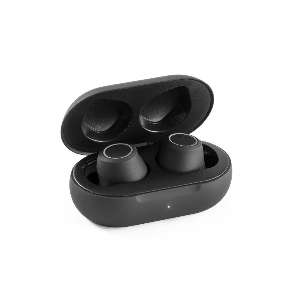 BASS promotional headphones in black with custom logo branding