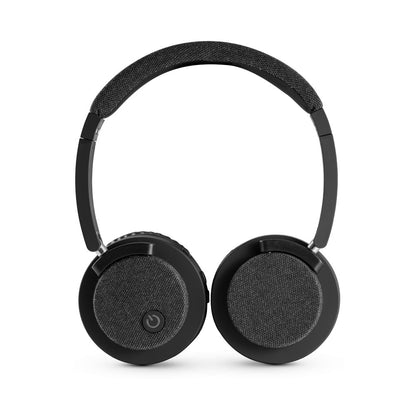BEATDRUM promotional headphones in dark grey (detail view) with custom logo branding