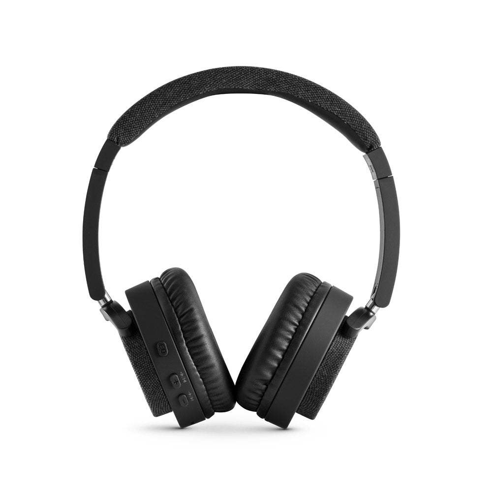 BEATDRUM promotional headphones in dark grey (detail view) with custom logo branding
