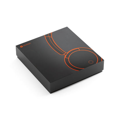 BEATDRUM promotional headphones in dark grey (gift box packaging) with custom logo branding
