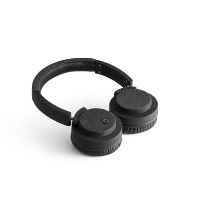 BEATDRUM promotional headphones in dark grey (detail view) with custom logo branding