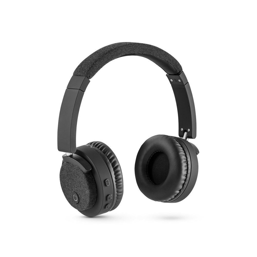 BEATDRUM promotional headphones in dark grey with custom logo branding