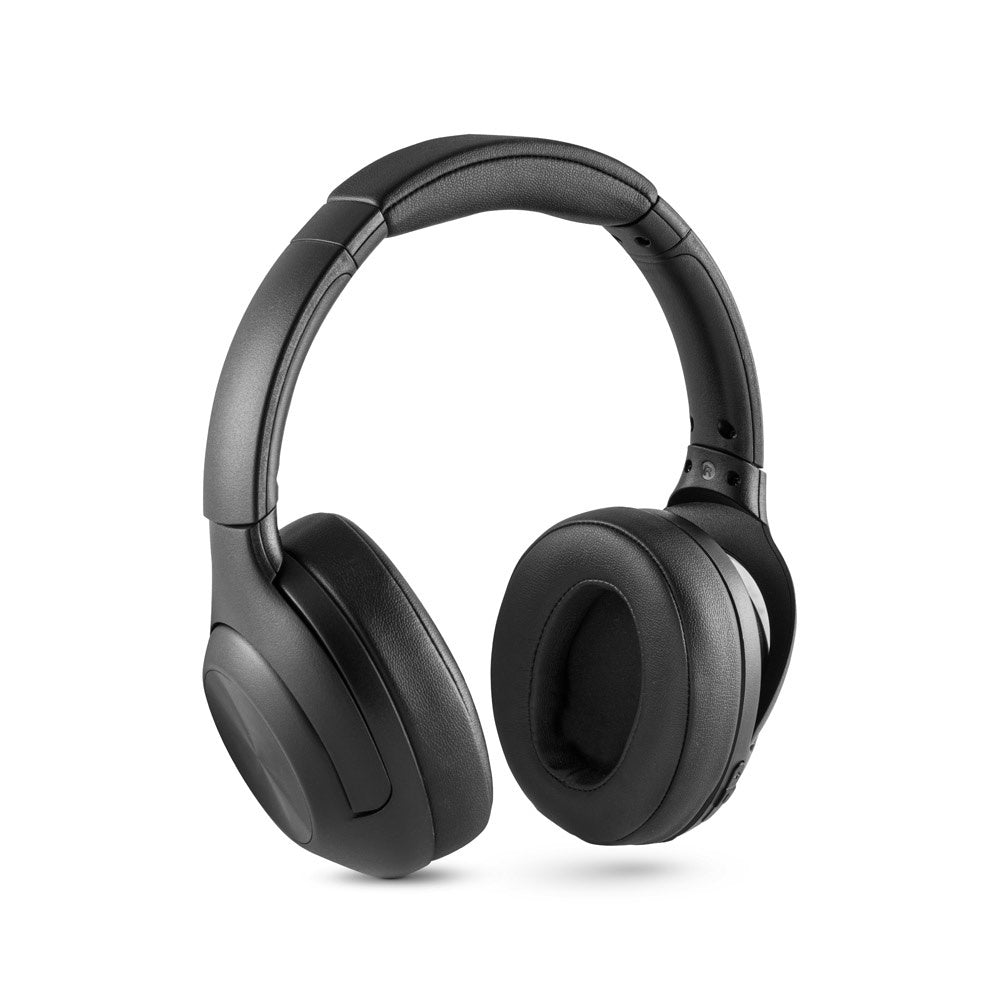 MELODY promotional headphones in black (detail view) with custom logo branding