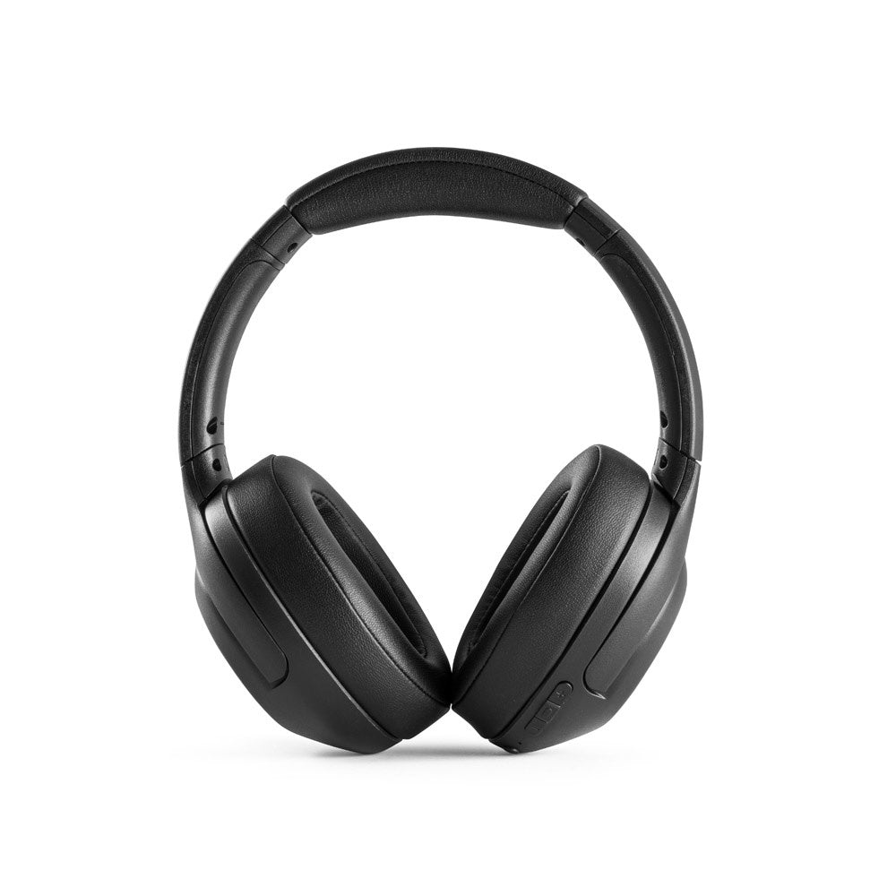 MELODY promotional headphones in black (detail view) with custom logo branding