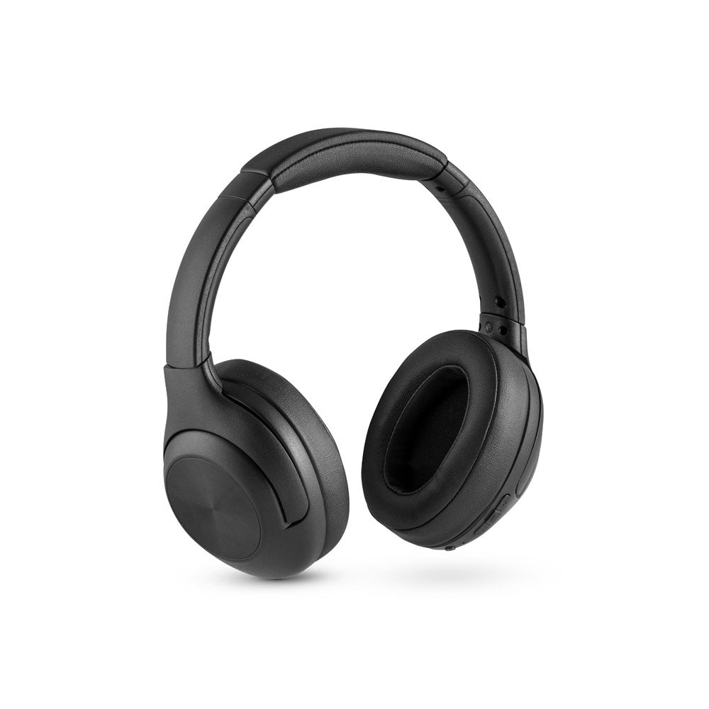 MELODY promotional headphones in black with custom logo branding