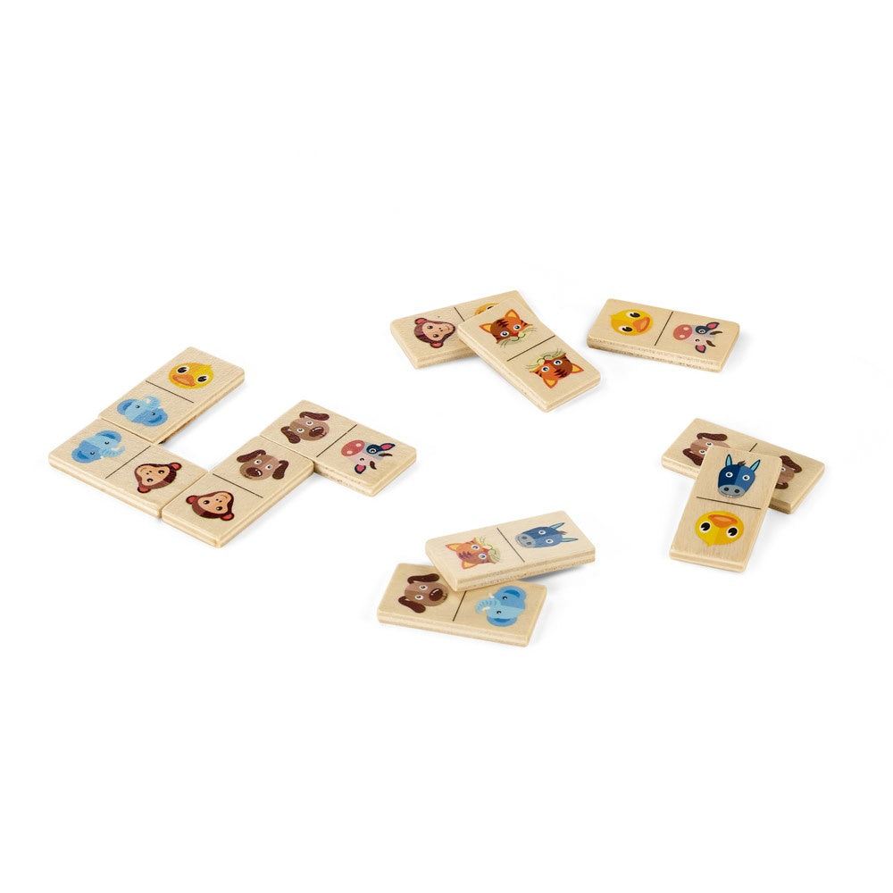 DOMIN promotional game in light natural (detail view) with custom logo branding