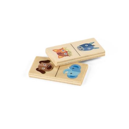 DOMIN promotional game in light natural (detail view) with custom logo branding