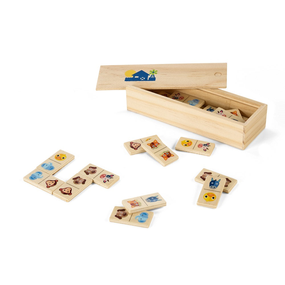 DOMIN promotional game in light natural with custom logo branding