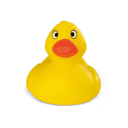 DUCK promotional game in yellow (detail view) with custom logo branding