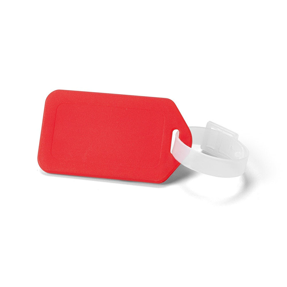 FINDO promotional travel accessory in red (detail view) with custom logo branding
