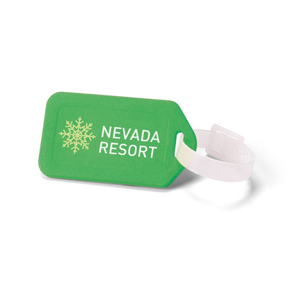 FINDO promotional travel accessory in green (detail view) with custom logo branding
