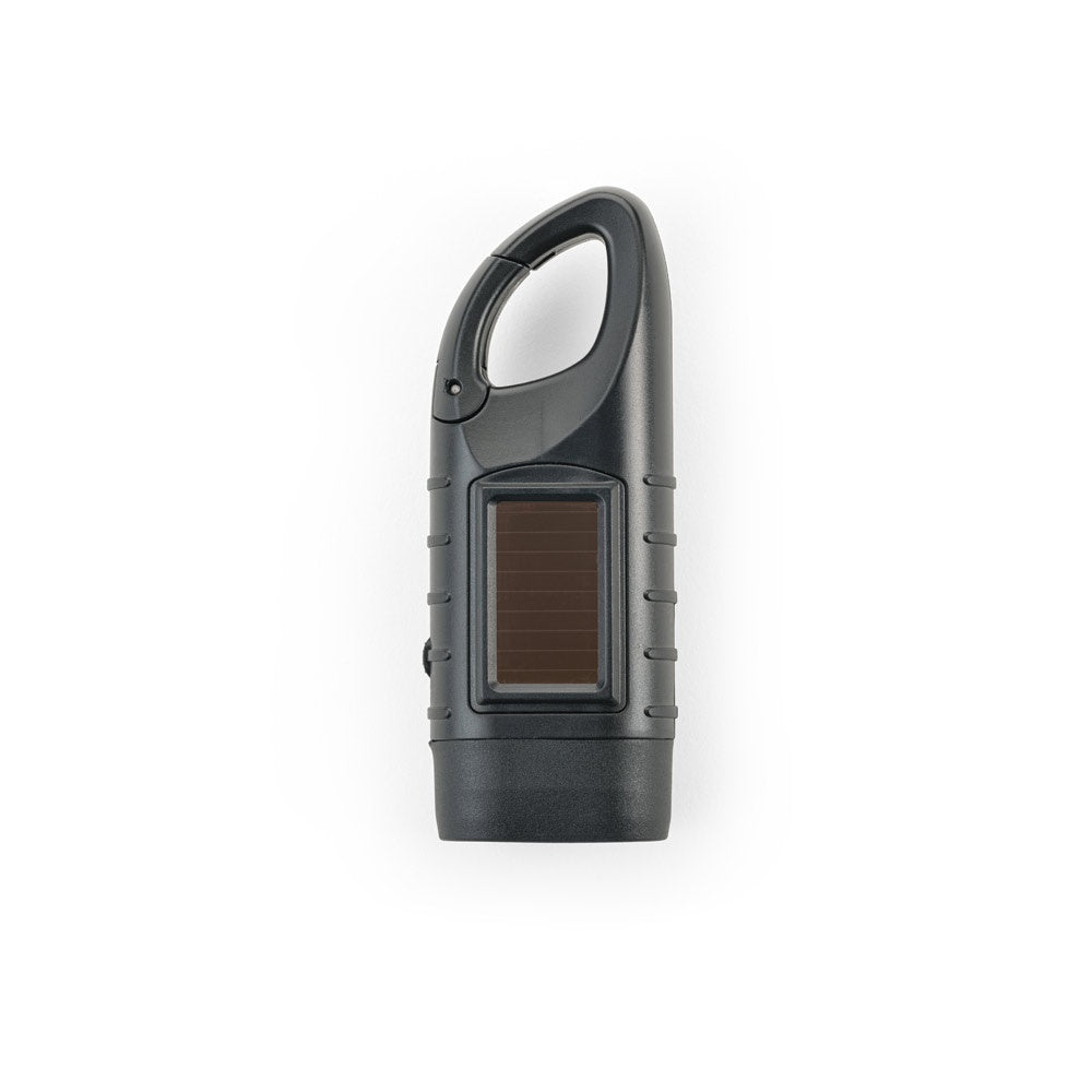 SOLARKY promotional camping item in black (detail view) with custom logo branding