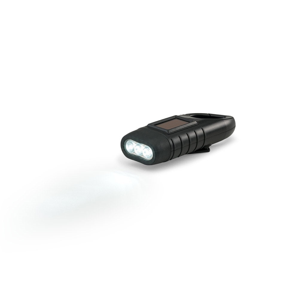 SOLARKY promotional camping item in black (detail view) with custom logo branding