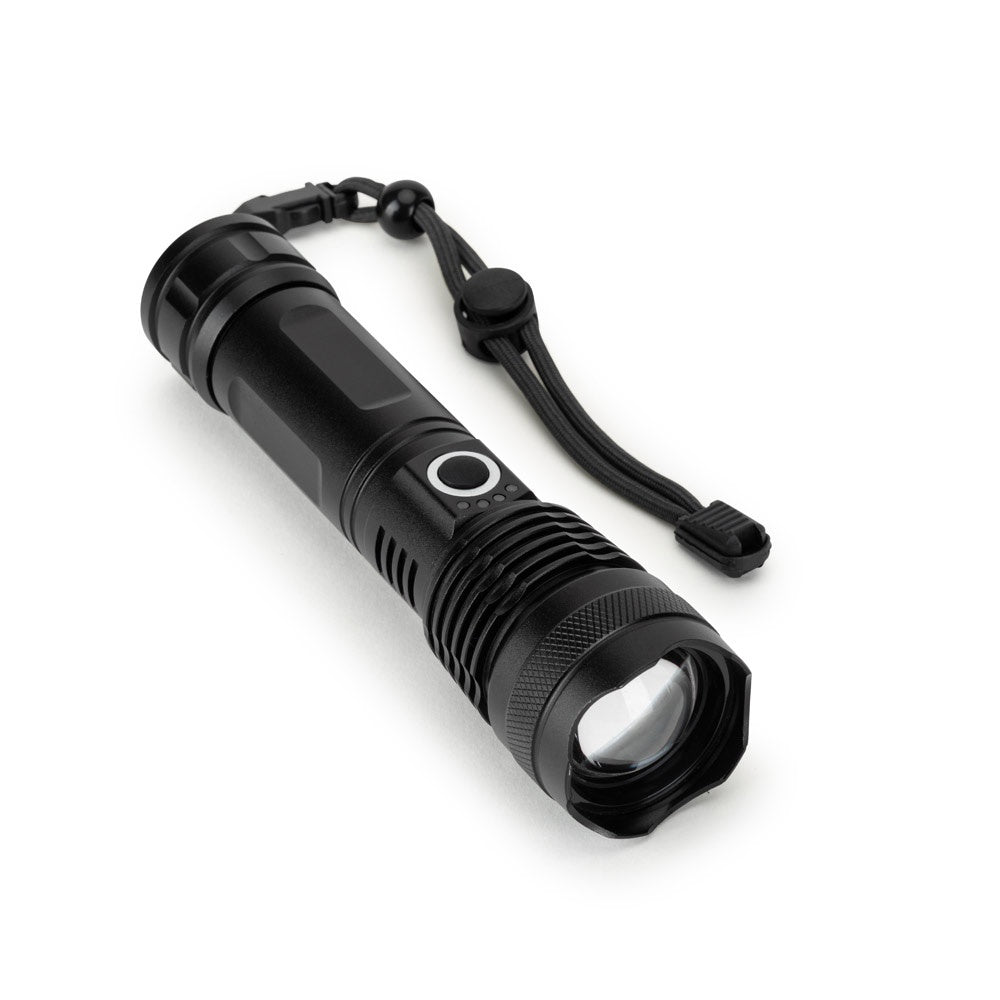 YVIAN promotional camping item in black (detail view) with custom logo branding