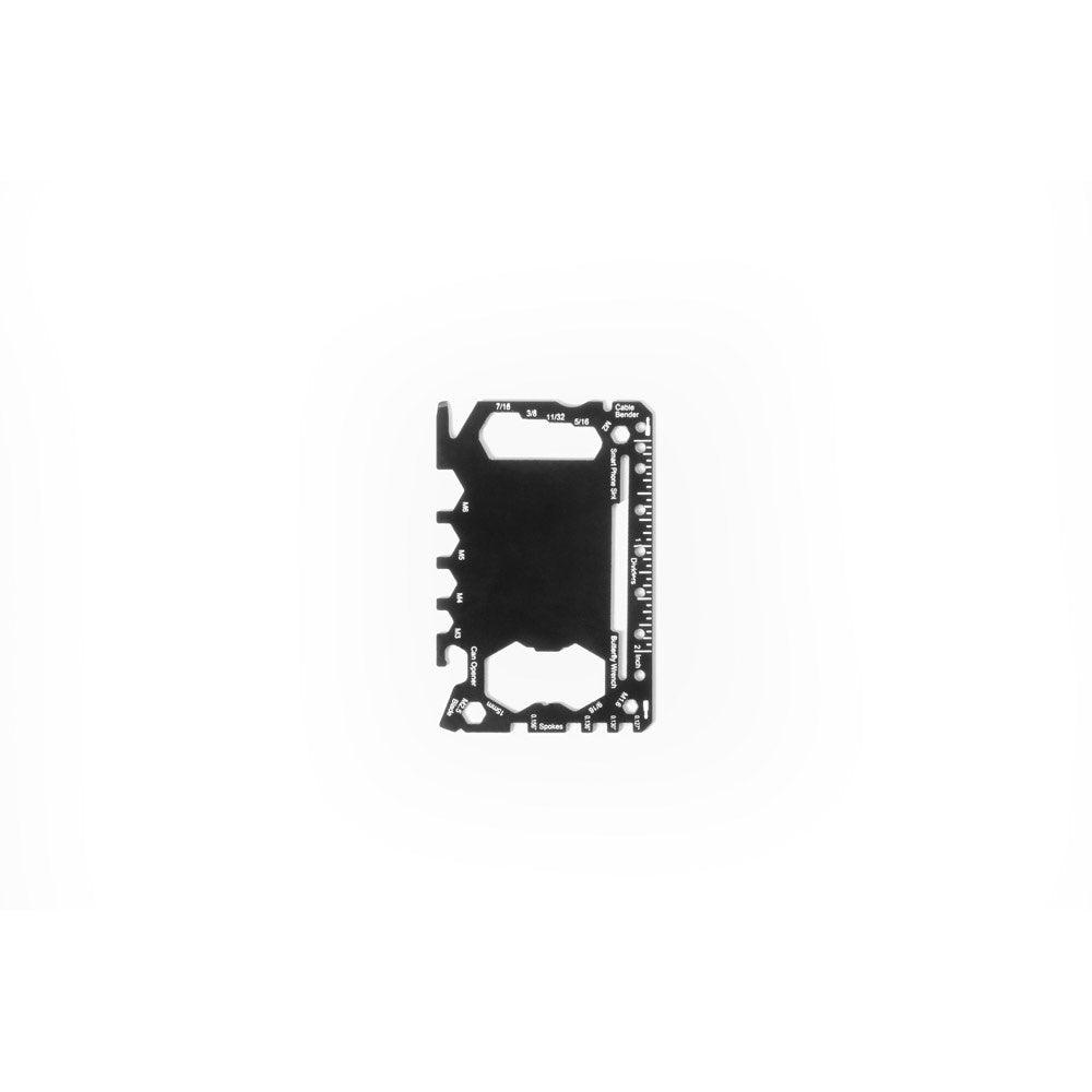 PEEBLES promotional multi-tool in black (detail view) with custom logo branding