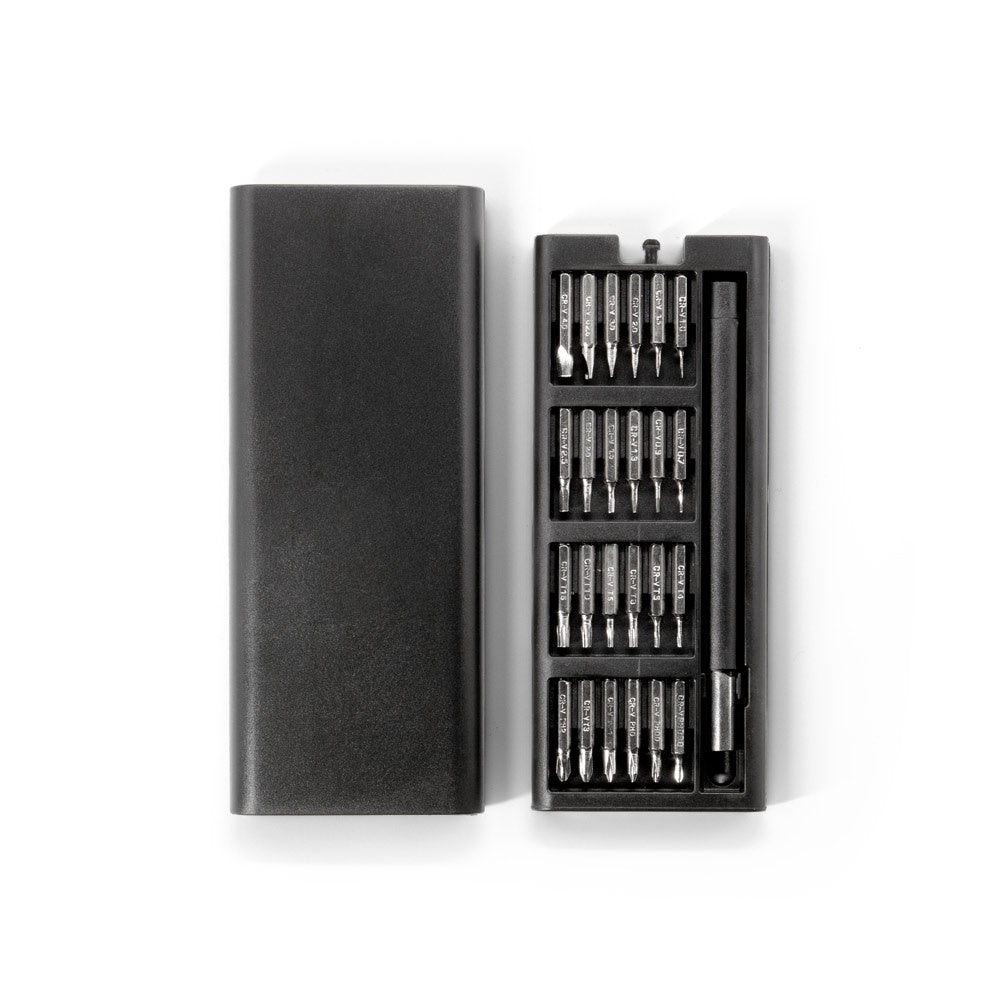 ATOM promotional multi-tool in black (detail view) with custom logo branding