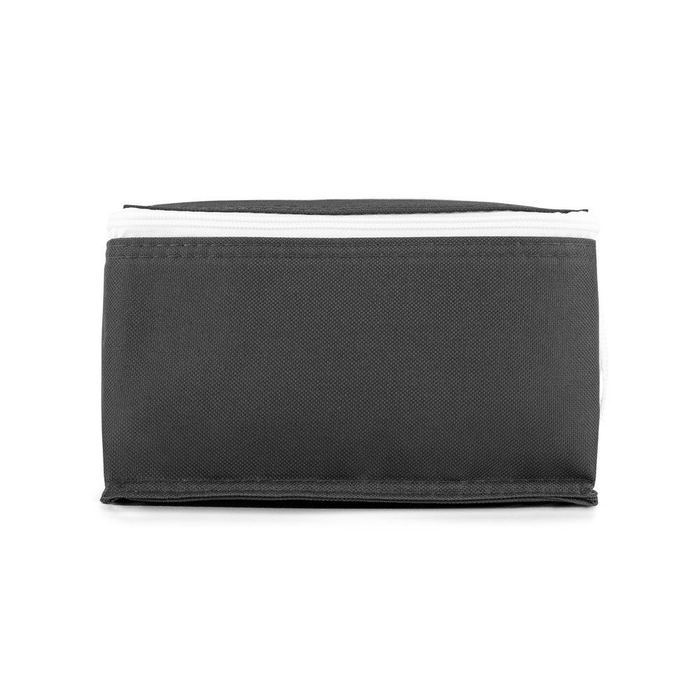 JEDDAH promotional cooler bag in black (detail view) with custom logo branding
