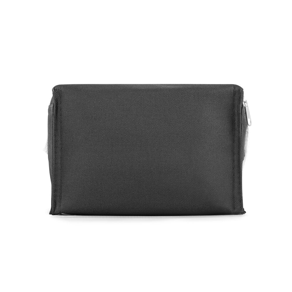 JEDDAH promotional cooler bag in black (detail view) with custom logo branding