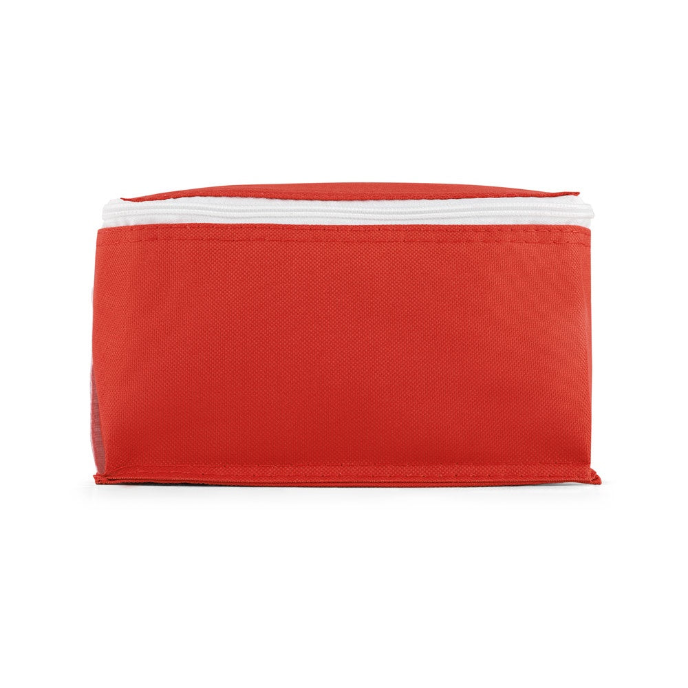 JEDDAH promotional cooler bag in red (detail view) with custom logo branding