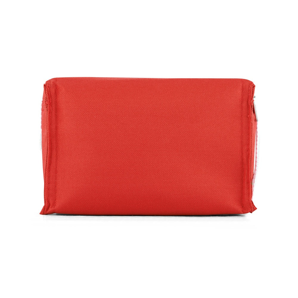 JEDDAH promotional cooler bag in red (detail view) with custom logo branding