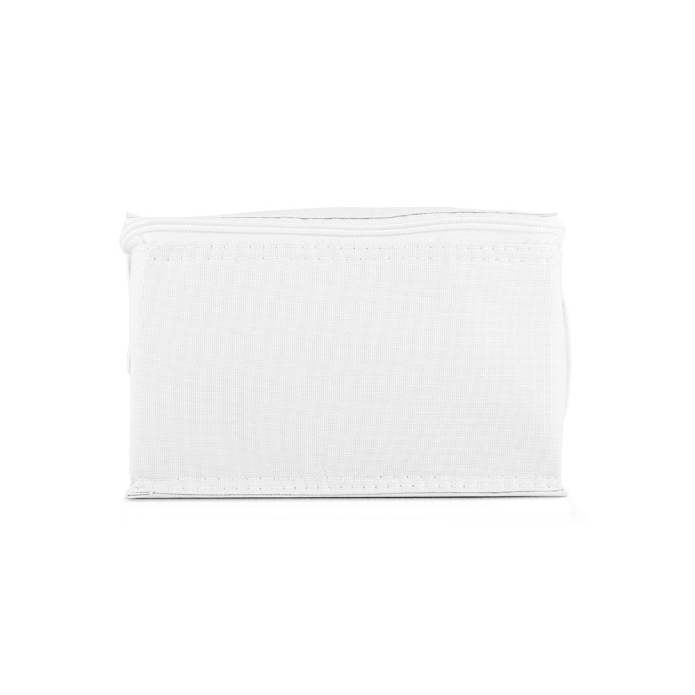 JEDDAH promotional cooler bag in white (detail view) with custom logo branding
