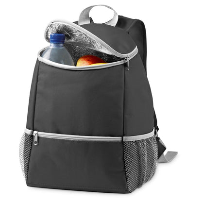 JAIPUR promotional cooler bag in black (detail view) with custom logo branding
