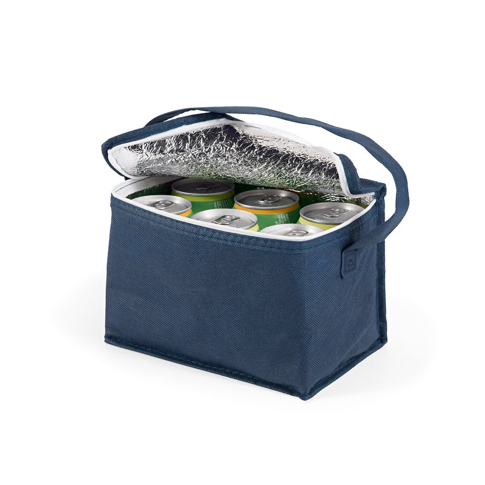IZMIR promotional cooler bag in blue (detail view) with custom logo branding