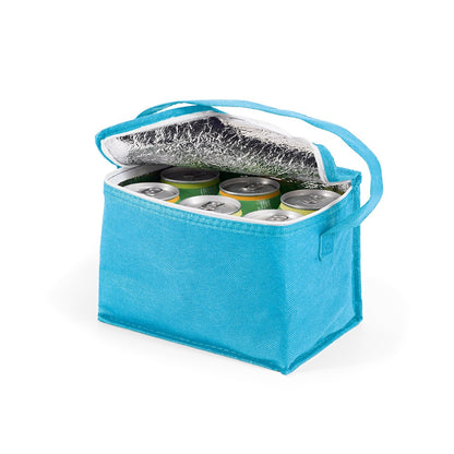 IZMIR promotional cooler bag in light blue (detail view) with custom logo branding
