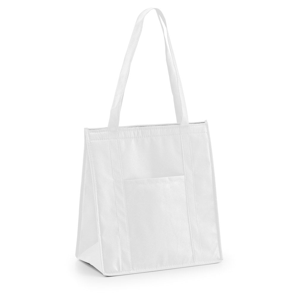 ROTTERDAM promotional cooler bag in white with custom logo branding