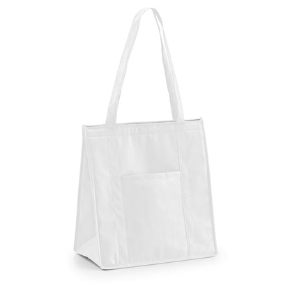 ROTTERDAM promotional cooler bag in white with custom logo branding