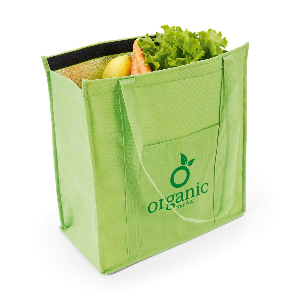 ROTTERDAM promotional cooler bag in light green with custom logo branding