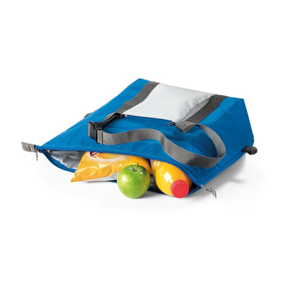 PHILADEL promotional cooler bag in blue (detail view) with custom logo branding