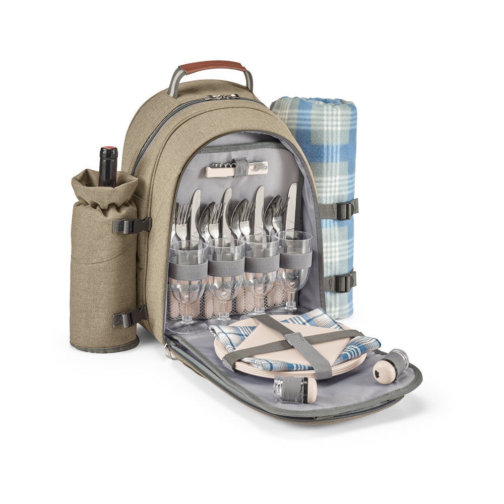 VILLA promotional picnic item in light brown (detail view) with custom logo branding
