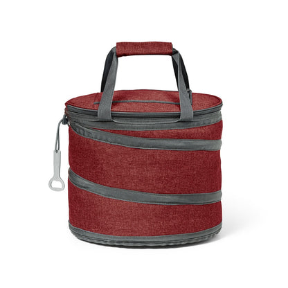 COAST promotional cooler bag in red (detail view) with custom logo branding