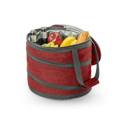 COAST promotional cooler bag in red (detail view) with custom logo branding