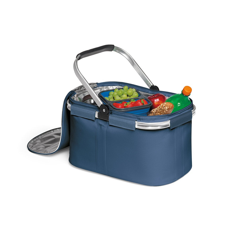 BASKIT promotional picnic item in blue (detail view) with custom logo branding