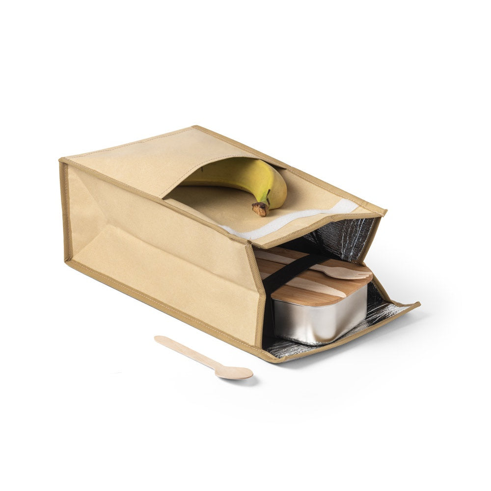 YORK promotional cooler bag in natural (detail view) with custom logo branding