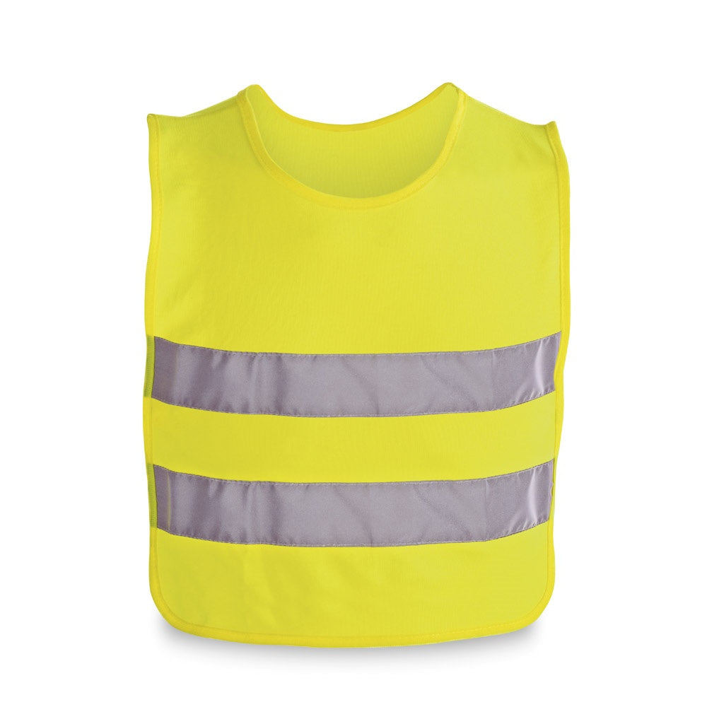 MIKE promotional kids' garment in yellow (detail view) with custom logo branding