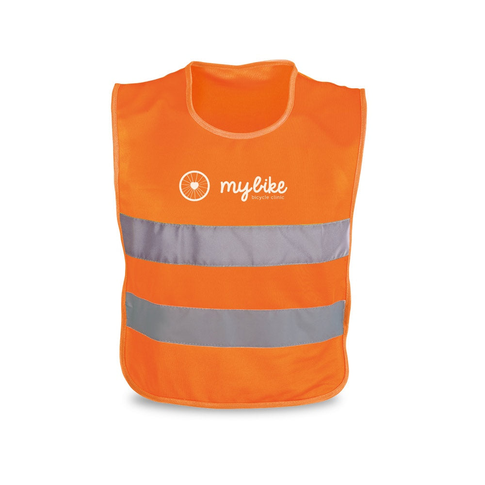 MIKE promotional kids' garment in orange with custom logo branding
