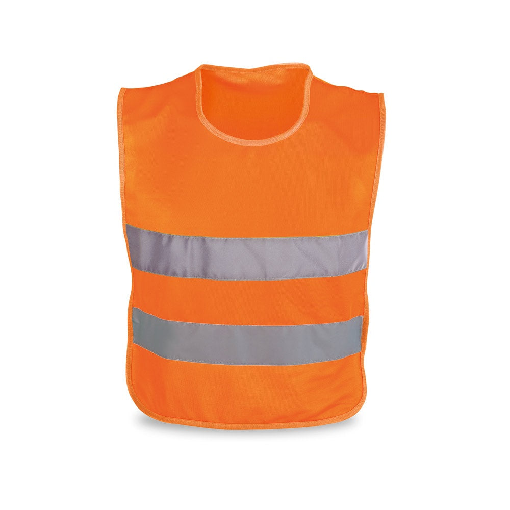 MIKE promotional kids' garment in orange (detail view) with custom logo branding