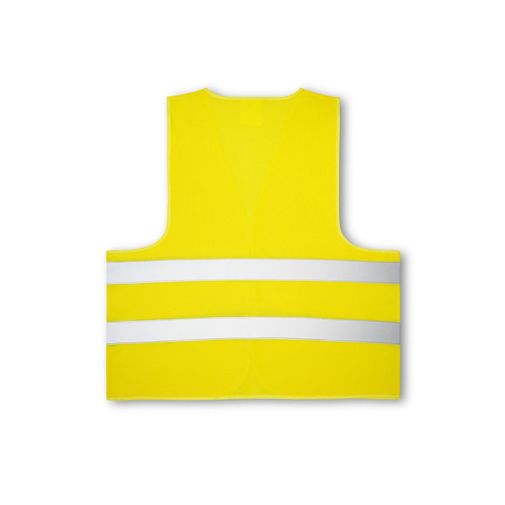 YELLOWSTONE promotional hi-vis safety item in yellow (detail view) with custom logo branding