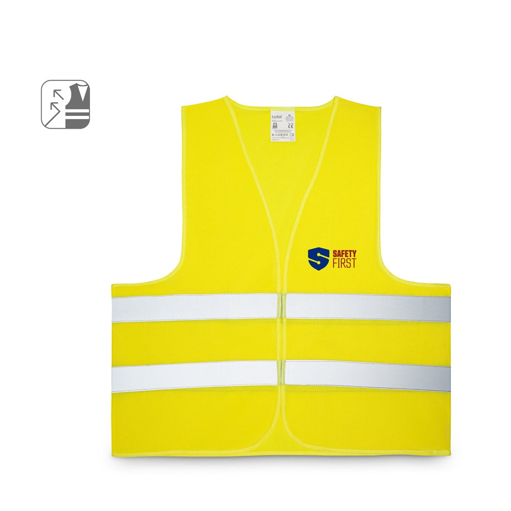 YELLOWSTONE promotional hi-vis safety item (complete set view) with custom logo branding