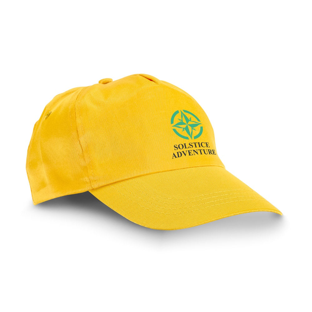 RUFAI promotional cap in yellow with custom logo branding