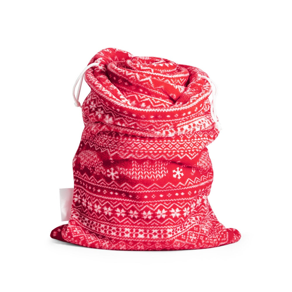 LAPONIA promotional home textile in red (detail view) with custom logo branding