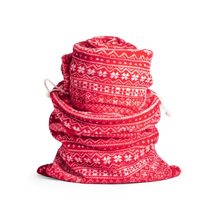 LAPONIA promotional home textile in red (detail view) with custom logo branding